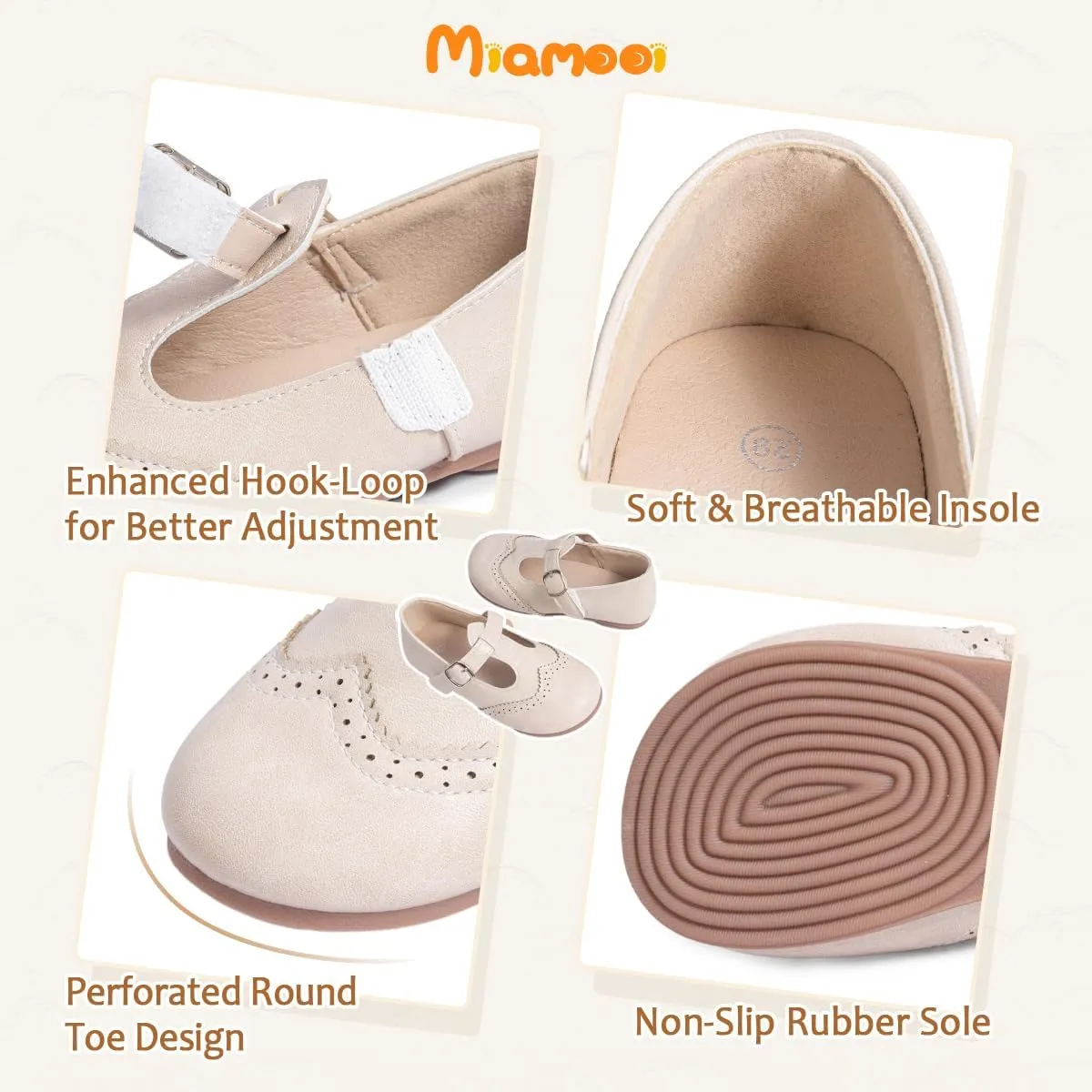 Miamooi Toddler Girl Mary Jane Flats Girls Dress Shoes for Party Wedding School Uniform Shoes Soft Cute Non-Slip Flat for Walking