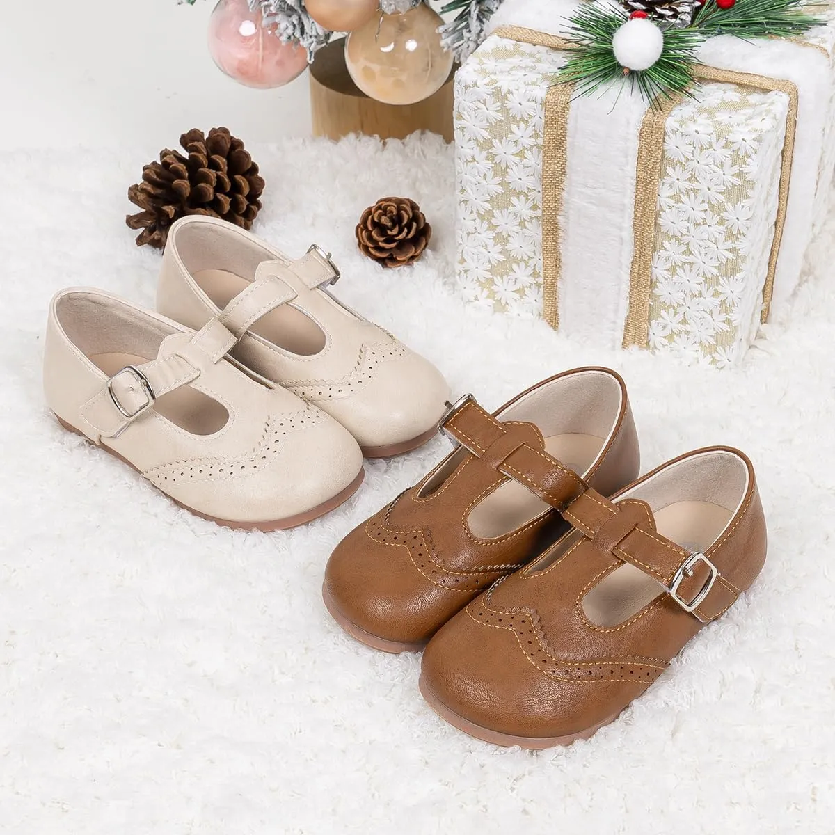 Miamooi Toddler Girl Mary Jane Flats Girls Dress Shoes for Party Wedding School Uniform Shoes Soft Cute Non-Slip Flat for Walking