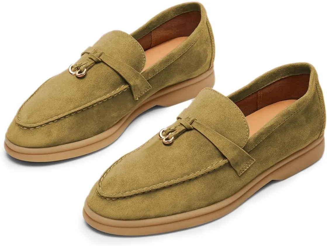 Milooey shoes Women's Round Toe Flat Loafers Comfort Slip On Moccasins Lightweight Driving Penny Loafer Casual Dress Walking Shoes Size 4-16 US