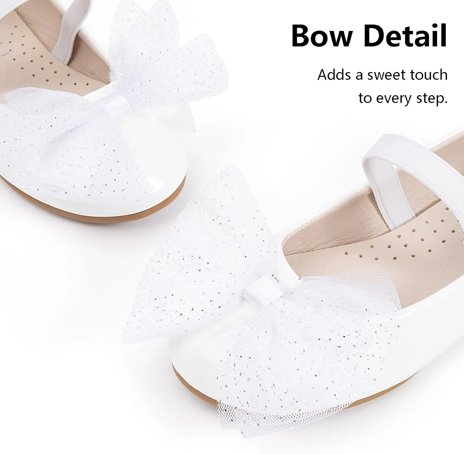 MUSSHOE Toddler Girls Dress Shoes Bow Girls Shoes Flower Mary Jane Flats Ballet Shoes for Kids
