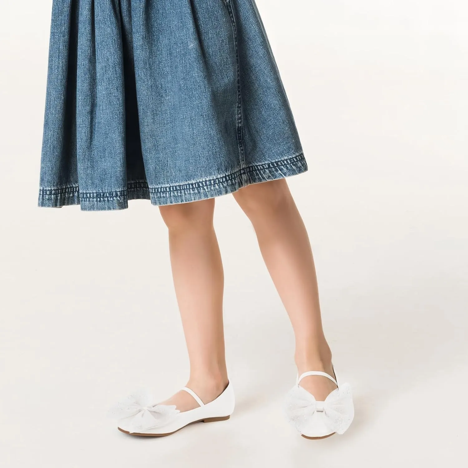 MUSSHOE Toddler Girls Dress Shoes Bow Girls Shoes Flower Mary Jane Flats Ballet Shoes for Kids