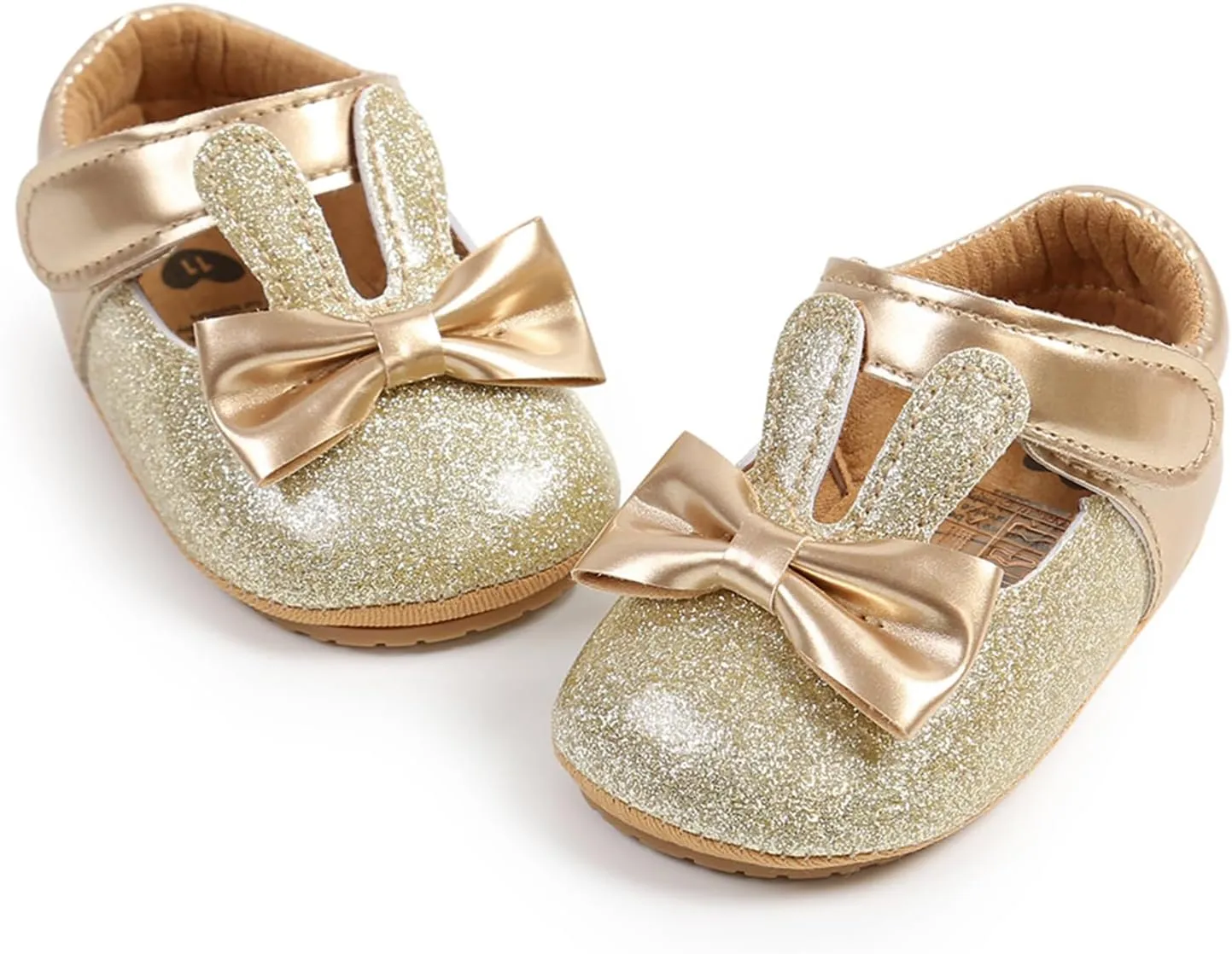 myppgg Baby Girls Mary Jane Flats Sparkly Bowknot Princess Dress Crib Shoes Non-Slip for Toddler First Walkers