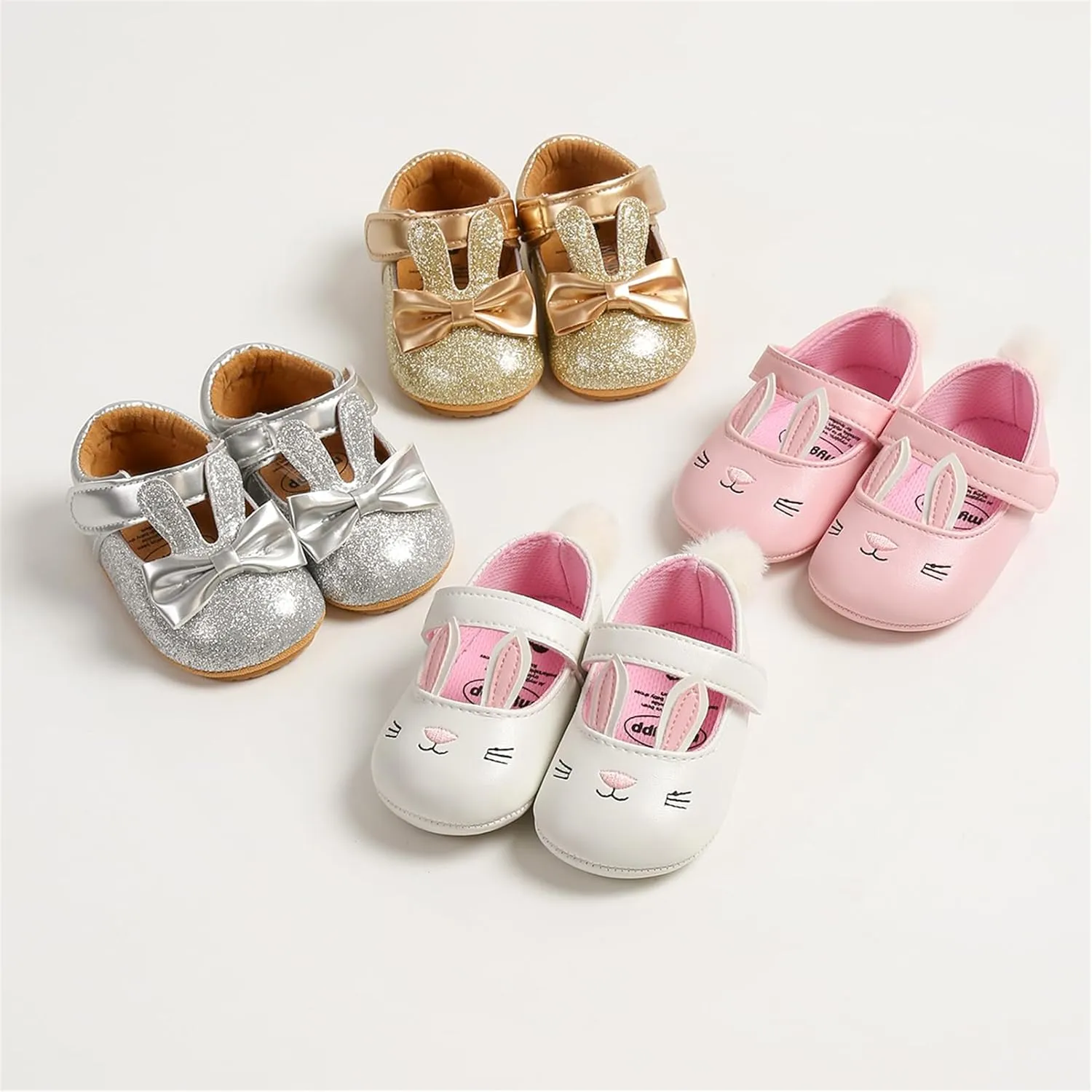 myppgg Baby Girls Mary Jane Flats Sparkly Bowknot Princess Dress Crib Shoes Non-Slip for Toddler First Walkers