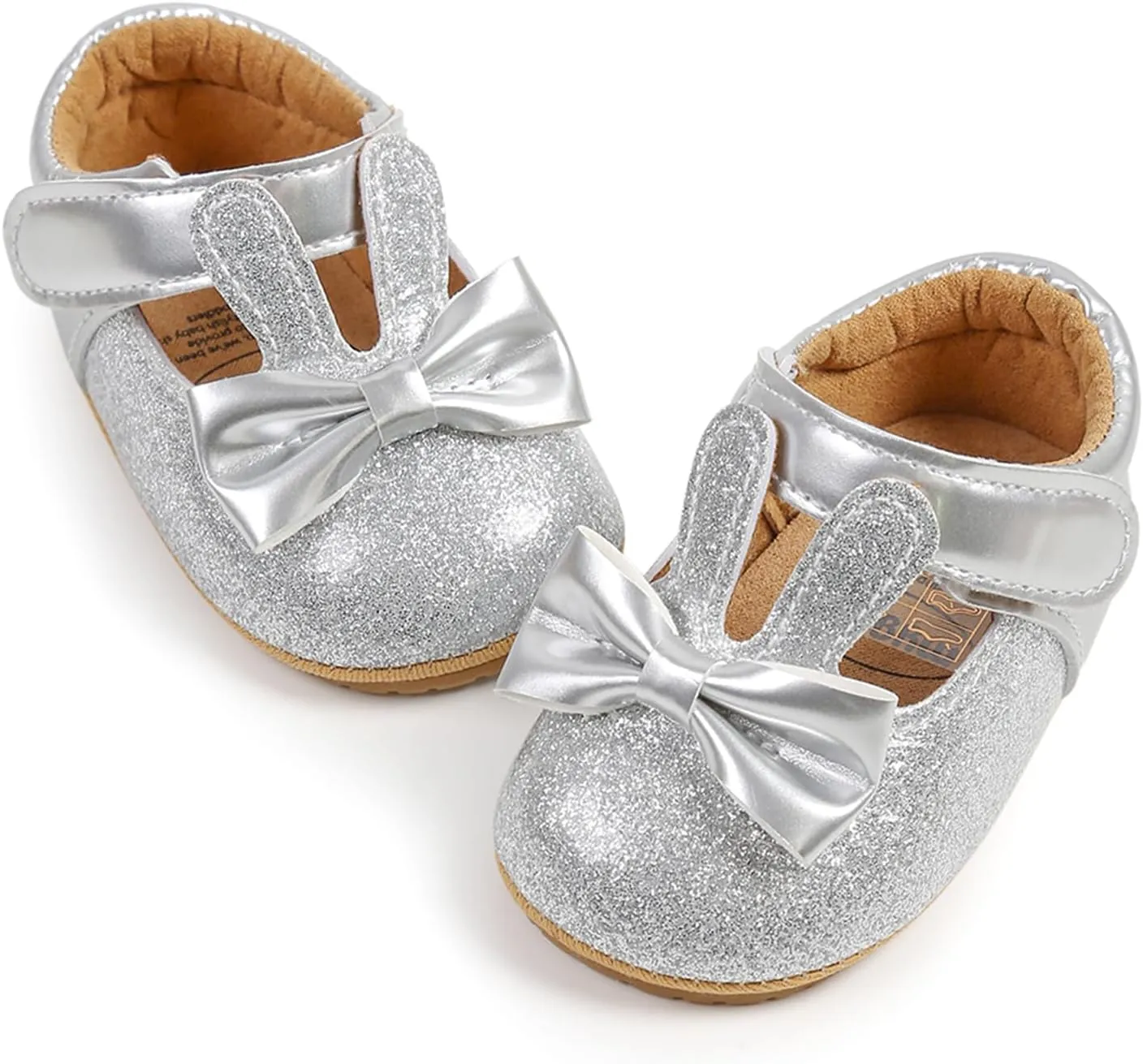 myppgg Baby Girls Mary Jane Flats Sparkly Bowknot Princess Dress Crib Shoes Non-Slip for Toddler First Walkers