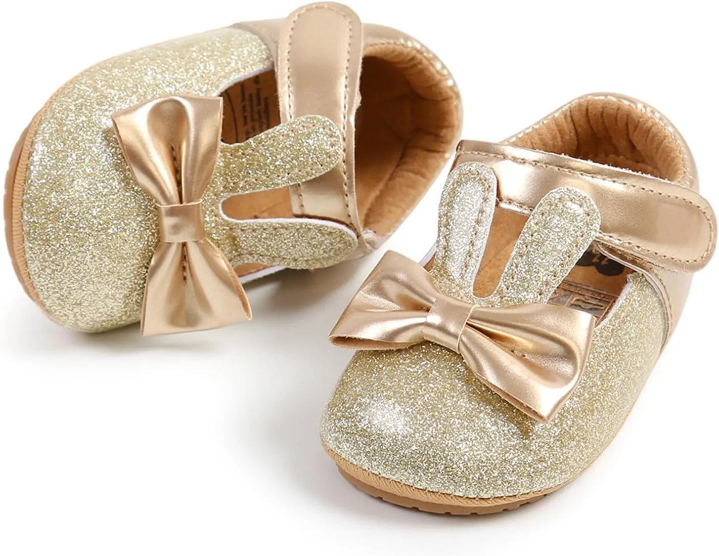 myppgg Baby Girls Mary Jane Flats Sparkly Bowknot Princess Dress Crib Shoes Non-Slip for Toddler First Walkers
