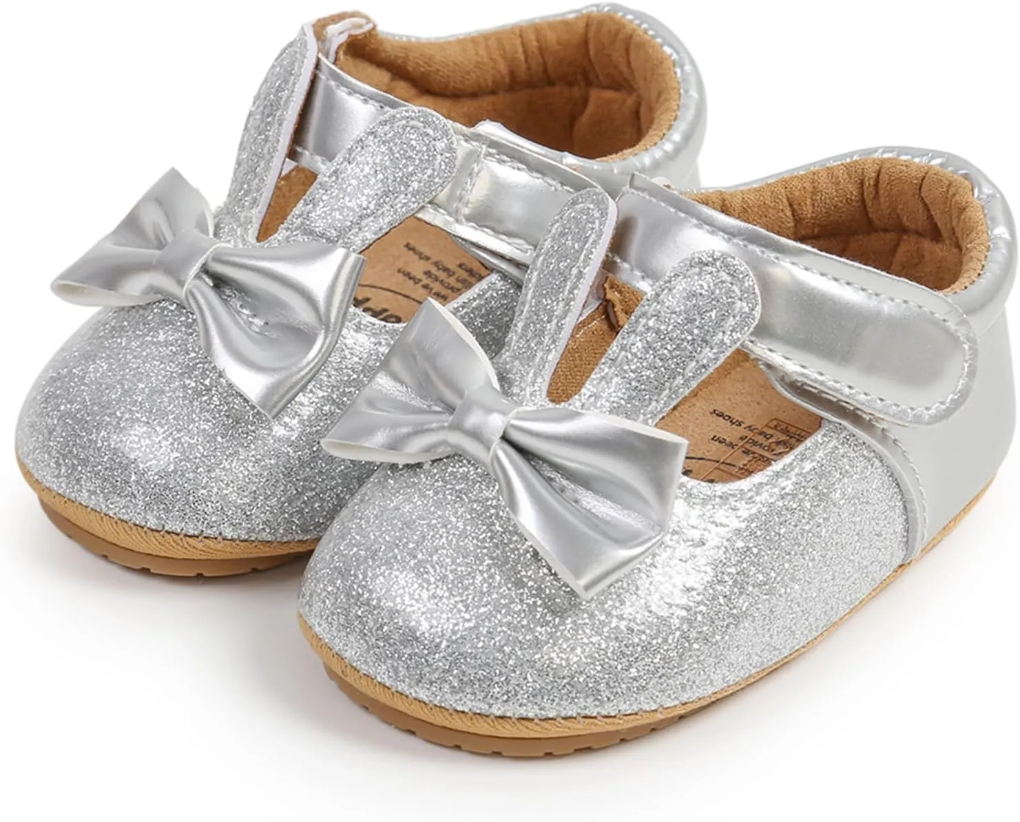 myppgg Baby Girls Mary Jane Flats Sparkly Bowknot Princess Dress Crib Shoes Non-Slip for Toddler First Walkers