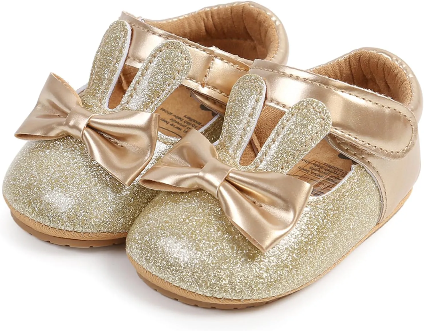 myppgg Baby Girls Mary Jane Flats Sparkly Bowknot Princess Dress Crib Shoes Non-Slip for Toddler First Walkers