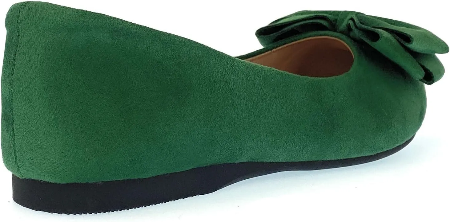 ODORHEISAYO Women's Dress Shoes for Women Office Shoes, Suede Ballet Flats Shoes Dressy, Casual Bows Flats for Women, Soft Slip ons Womens Shoes Dressy for Holiday Wedding Work Party