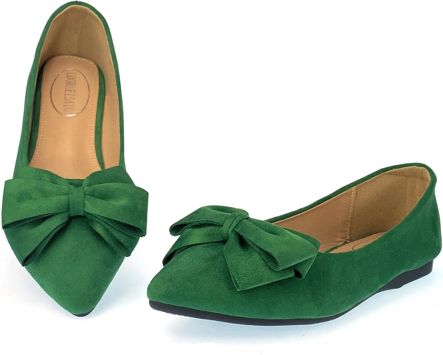 ODORHEISAYO Women's Dress Shoes for Women Office Shoes, Suede Ballet Flats Shoes Dressy, Casual Bows Flats for Women, Soft Slip ons Womens Shoes Dressy for Holiday Wedding Work Party