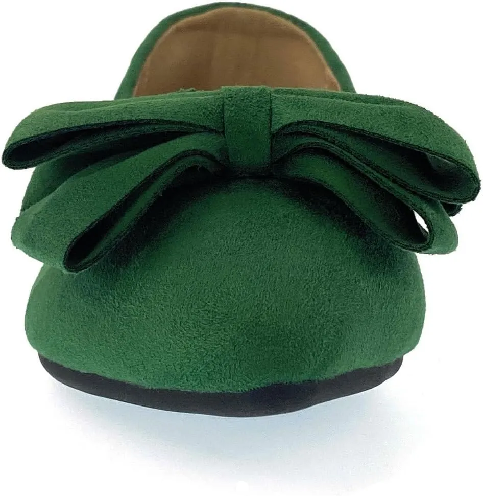 ODORHEISAYO Women's Dress Shoes for Women Office Shoes, Suede Ballet Flats Shoes Dressy, Casual Bows Flats for Women, Soft Slip ons Womens Shoes Dressy for Holiday Wedding Work Party