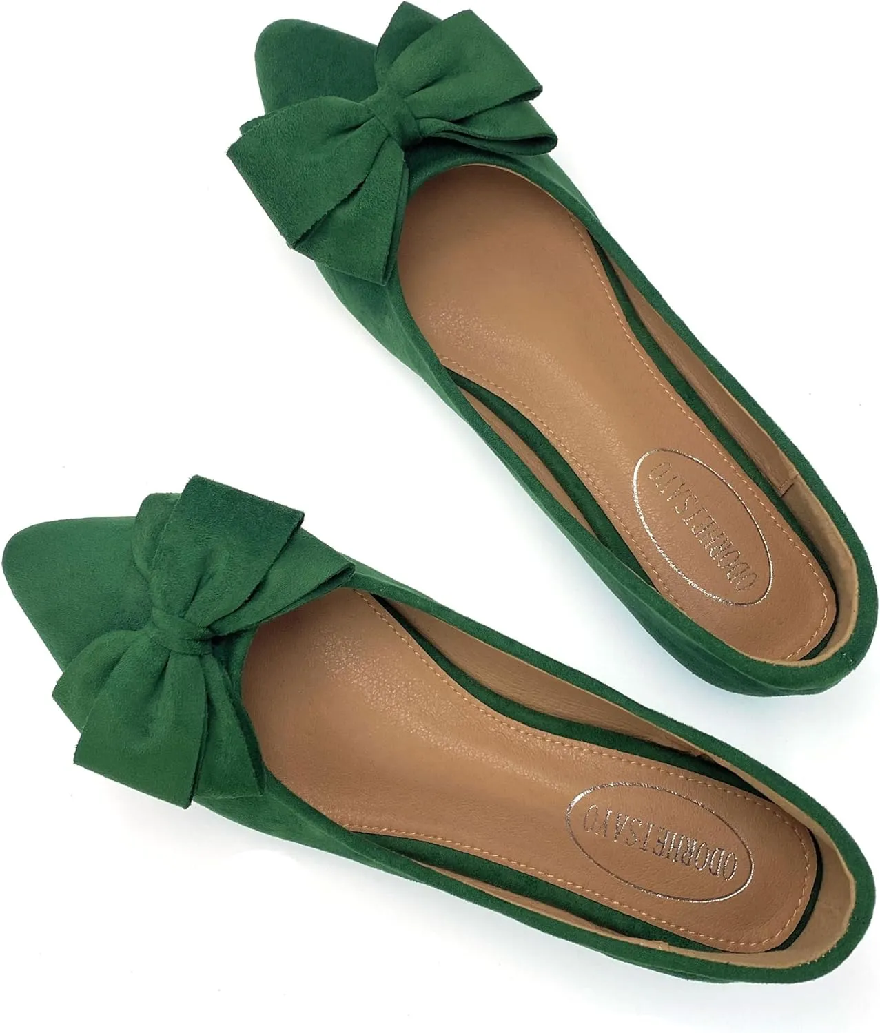 ODORHEISAYO Women's Dress Shoes for Women Office Shoes, Suede Ballet Flats Shoes Dressy, Casual Bows Flats for Women, Soft Slip ons Womens Shoes Dressy for Holiday Wedding Work Party