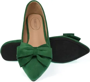 ODORHEISAYO Women's Dress Shoes for Women Office Shoes, Suede Ballet Flats Shoes Dressy, Casual Bows Flats for Women, Soft Slip ons Womens Shoes Dressy for Holiday Wedding Work Party