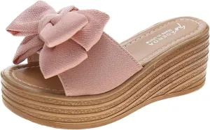 oiangi Sandals for Women Dressy, 2021 Comfy Bow Flats Casual Platform Slope Heels Summer Beach Flip Flops Slippers