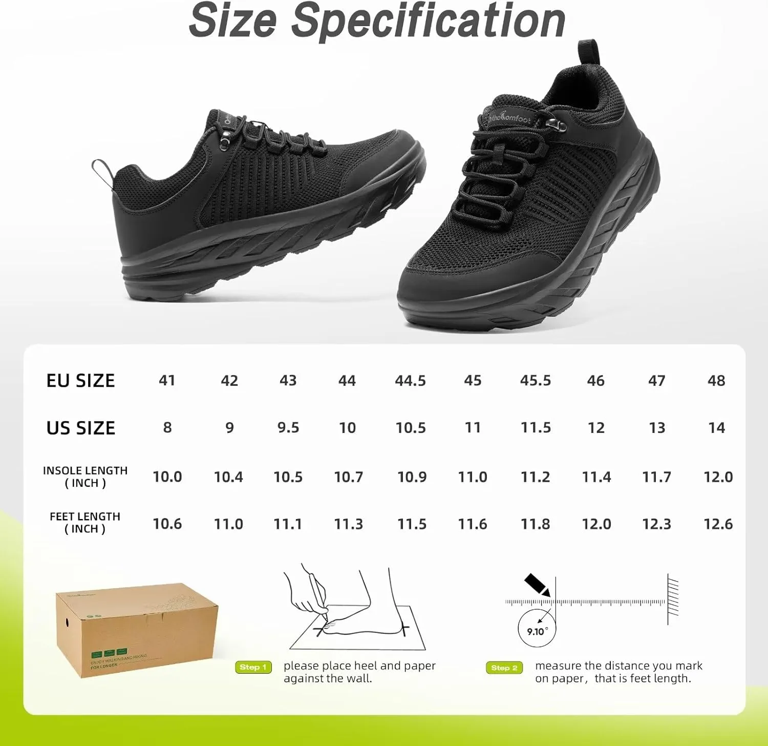 OrthoComfoot Men's Orthopedic Comfortable Diabetic Wide Shoes: Wide Toe Box Arch Support Plantar Fasciitis Sports Sneakers,Fashion Casual Hammer Toes Shoes for Foot and Heel Pain Relief