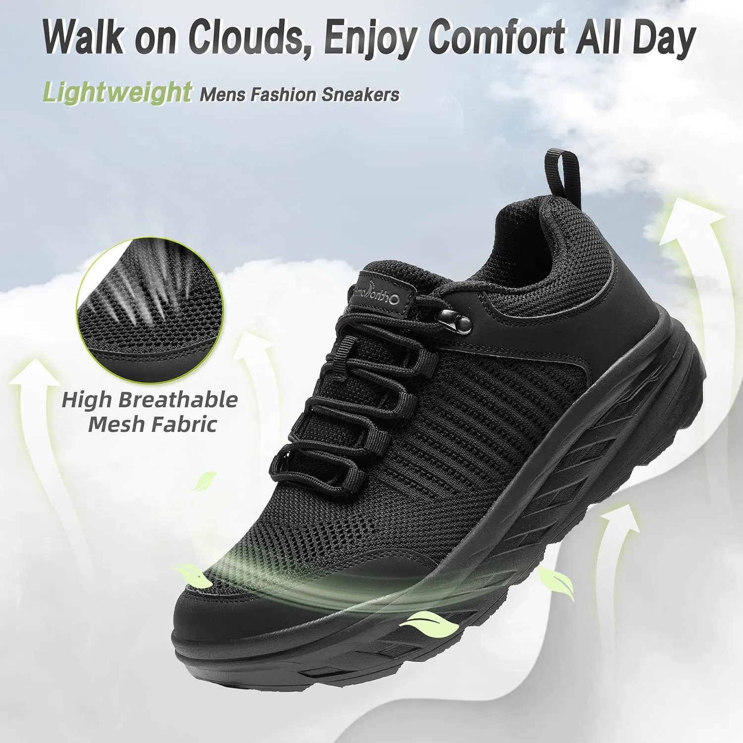 OrthoComfoot Men's Orthopedic Comfortable Diabetic Wide Shoes: Wide Toe Box Arch Support Plantar Fasciitis Sports Sneakers,Fashion Casual Hammer Toes Shoes for Foot and Heel Pain Relief