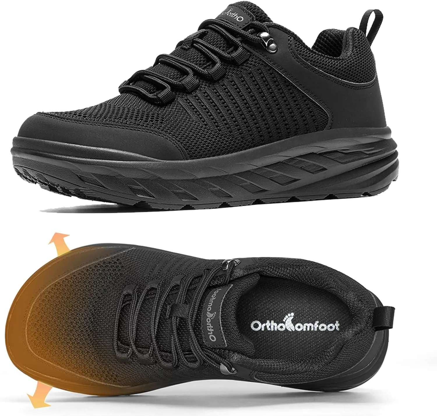 OrthoComfoot Men's Orthopedic Comfortable Diabetic Wide Shoes: Wide Toe Box Arch Support Plantar Fasciitis Sports Sneakers,Fashion Casual Hammer Toes Shoes for Foot and Heel Pain Relief