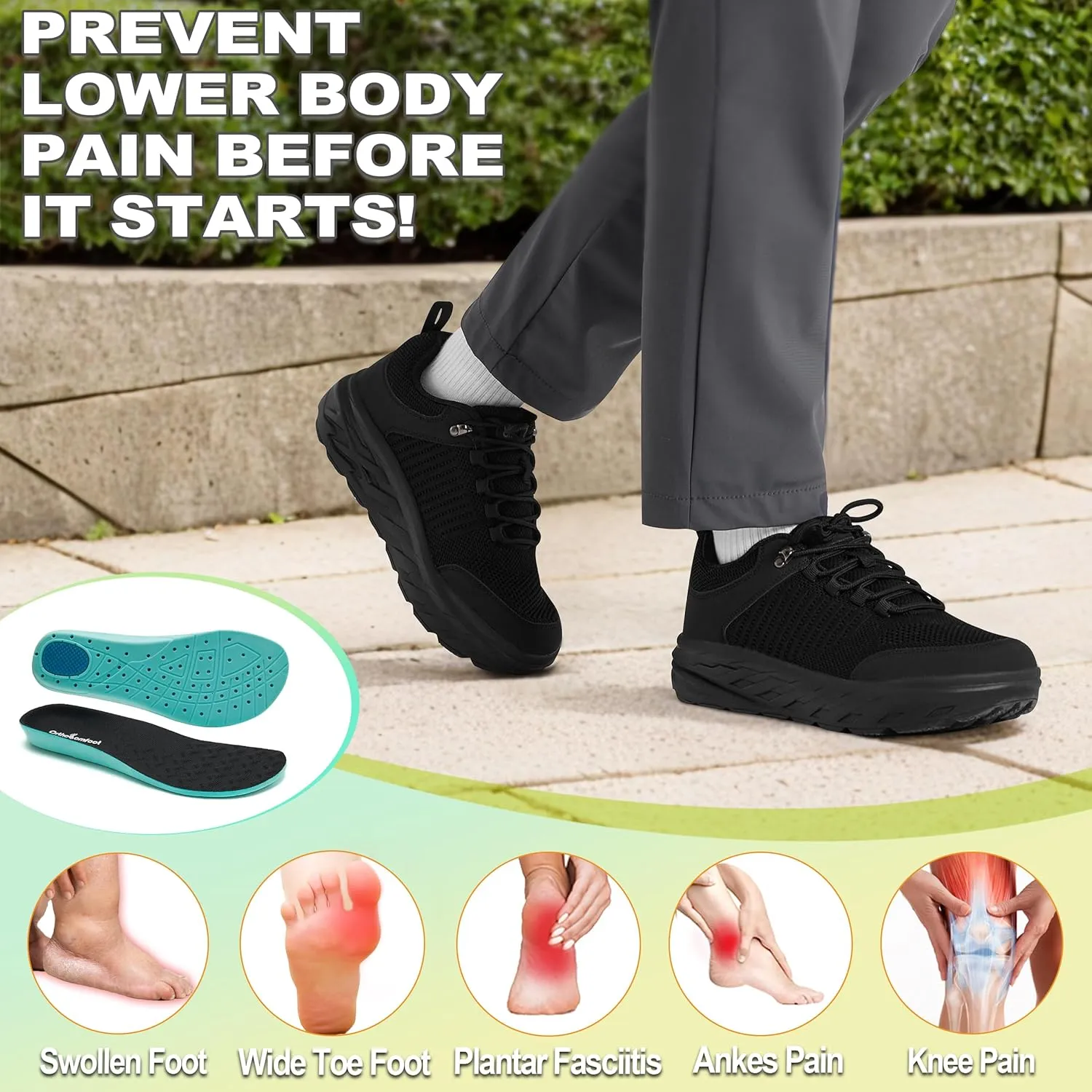 OrthoComfoot Men's Orthopedic Comfortable Diabetic Wide Shoes: Wide Toe Box Arch Support Plantar Fasciitis Sports Sneakers,Fashion Casual Hammer Toes Shoes for Foot and Heel Pain Relief