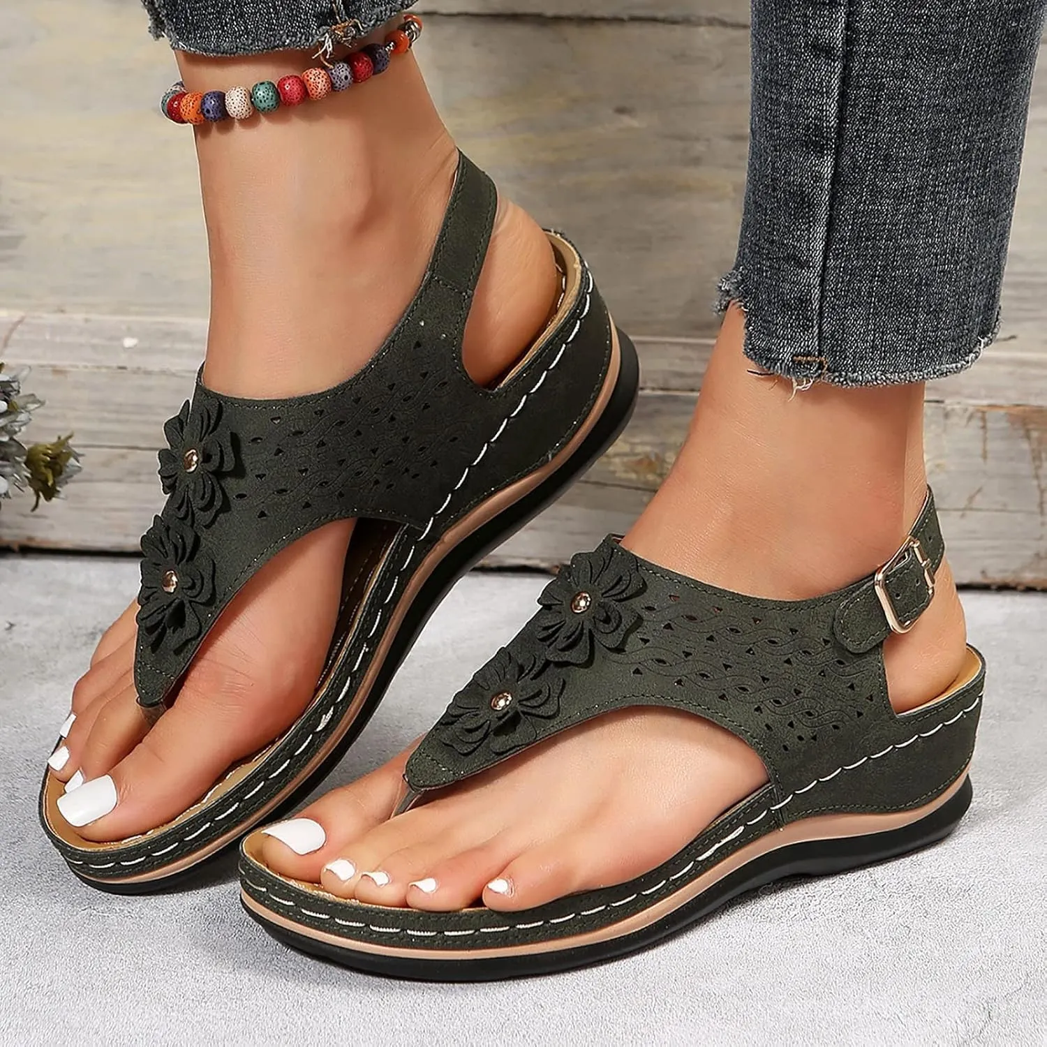 Orthopedic Sandals for Women 2025 Heel Support Orthopedic Woman Sandals Summer Sandalia Ortopedica De Mujer Orthopedic Womens Elastic Strap Flat Sandals Casual Summer Orthopedic Womens Toe Sandals