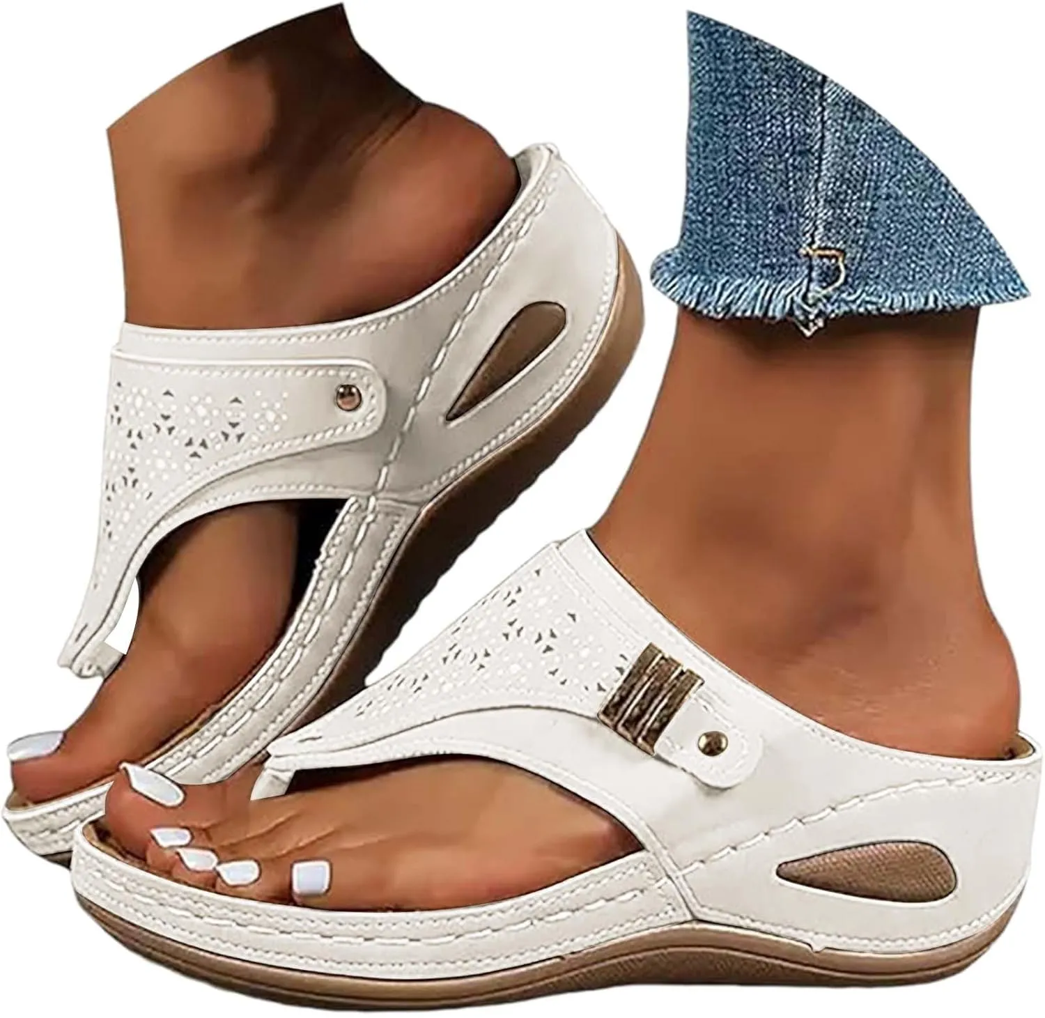 Orthopedic Sandals for Women - Arch Support Wedge Flip Flops Summer 2025 Comfortable Elegant Casual Beach Slippers