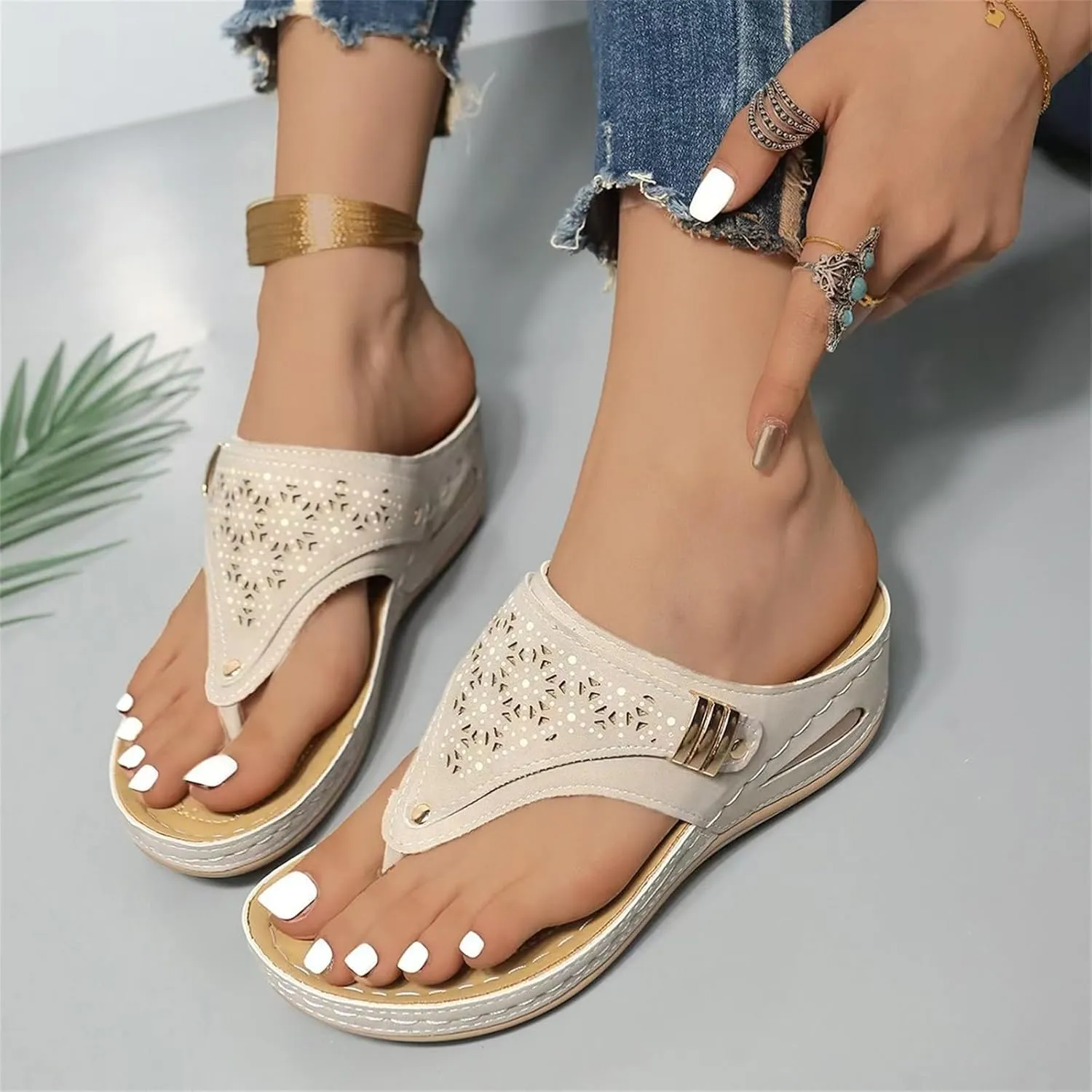 Orthopedic Sandals for Women - Arch Support Wedge Flip Flops Summer 2025 Comfortable Elegant Casual Beach Slippers