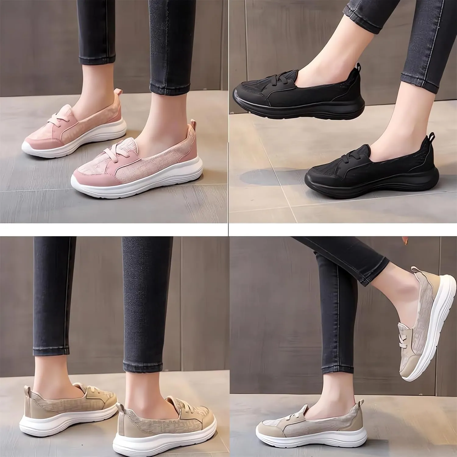 Orthopedic Womens Breathable Slip on Arch Support Non-Slip Shoes on The Go 2024 Comfort Loafers Flats Wide Width Fit Walking Slip-Ins Sneakers Boat Shoes