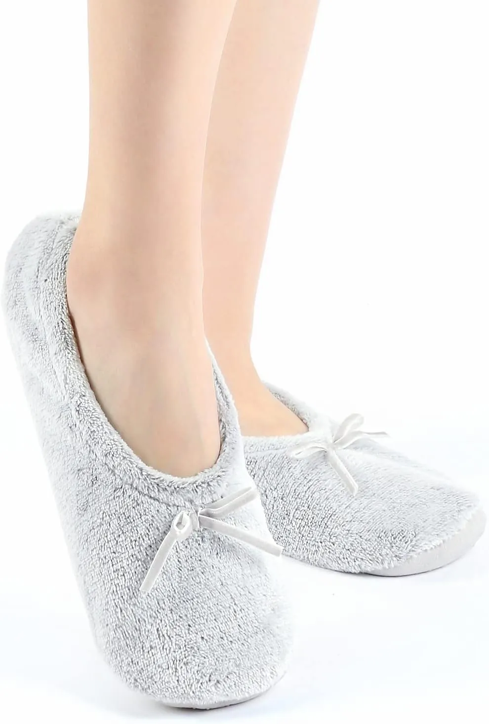 Panda Bros 2 Pairs Women's Ballerina House Slippers, Anti-Skid Comfy Warm Ballet Style Slippers