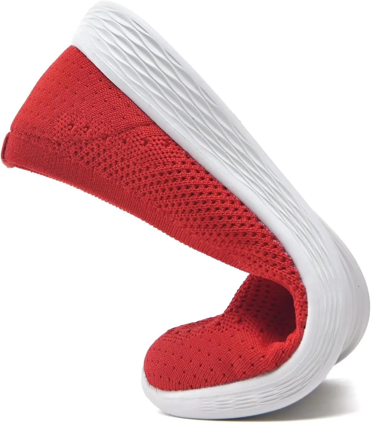 poemlady Women's Slip on Loafer Shoes - Mesh Casual Ballet Flat Nurse Walking Sneakers Round Toe Knit Casual Memory Foam Shoes