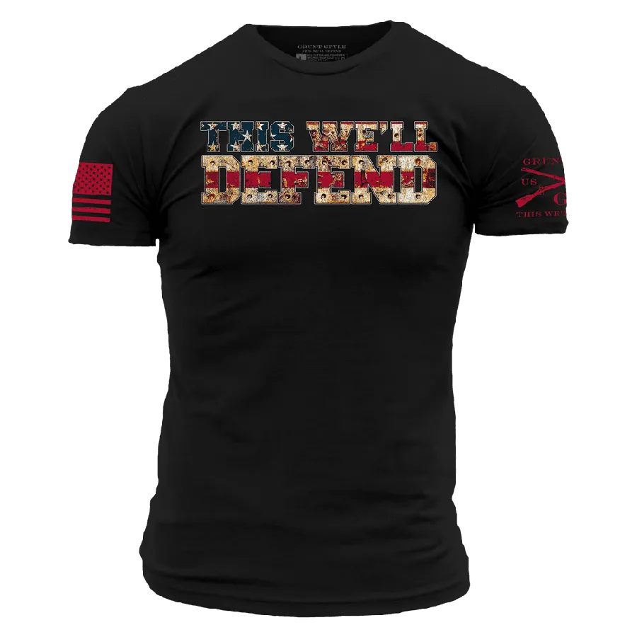 Red Blood This We'll Defend T-Shirt - Black