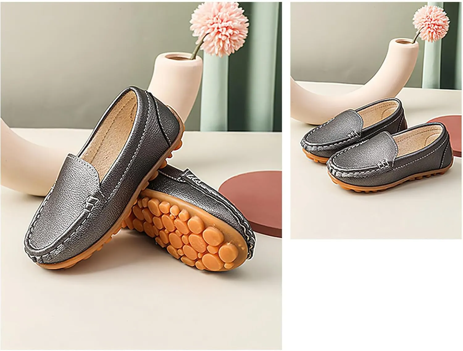 rismart Unisex Kids Slip on Loafers for Boys Girls School Casual Dress Flat Shoes