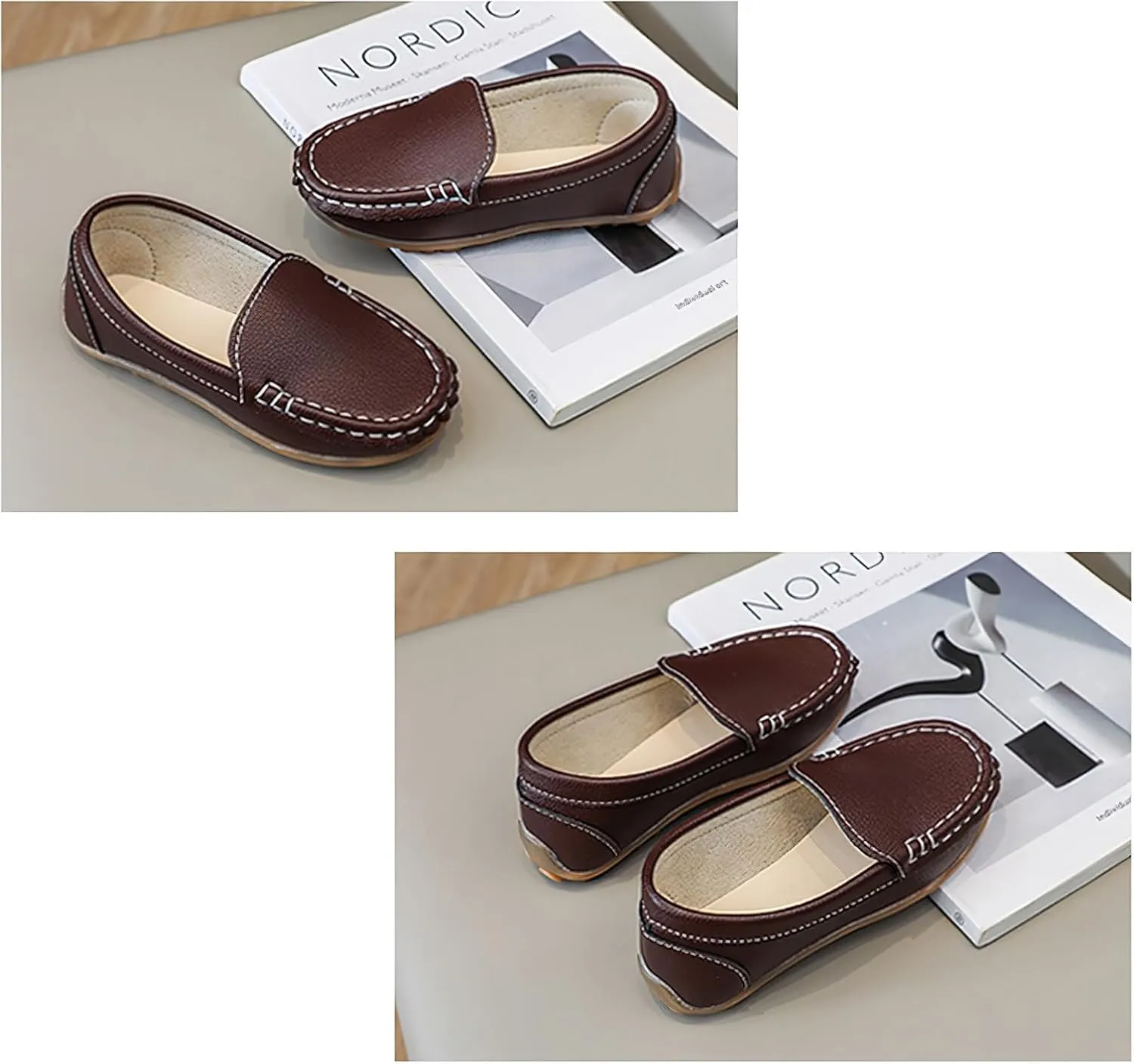 rismart Unisex Kids Slip on Loafers for Boys Girls School Casual Dress Flat Shoes