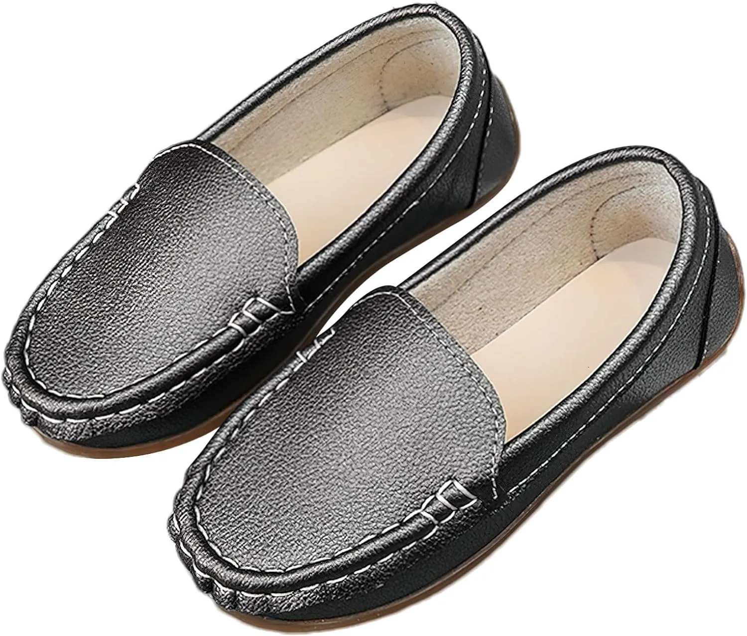 rismart Unisex Kids Slip on Loafers for Boys Girls School Casual Dress Flat Shoes
