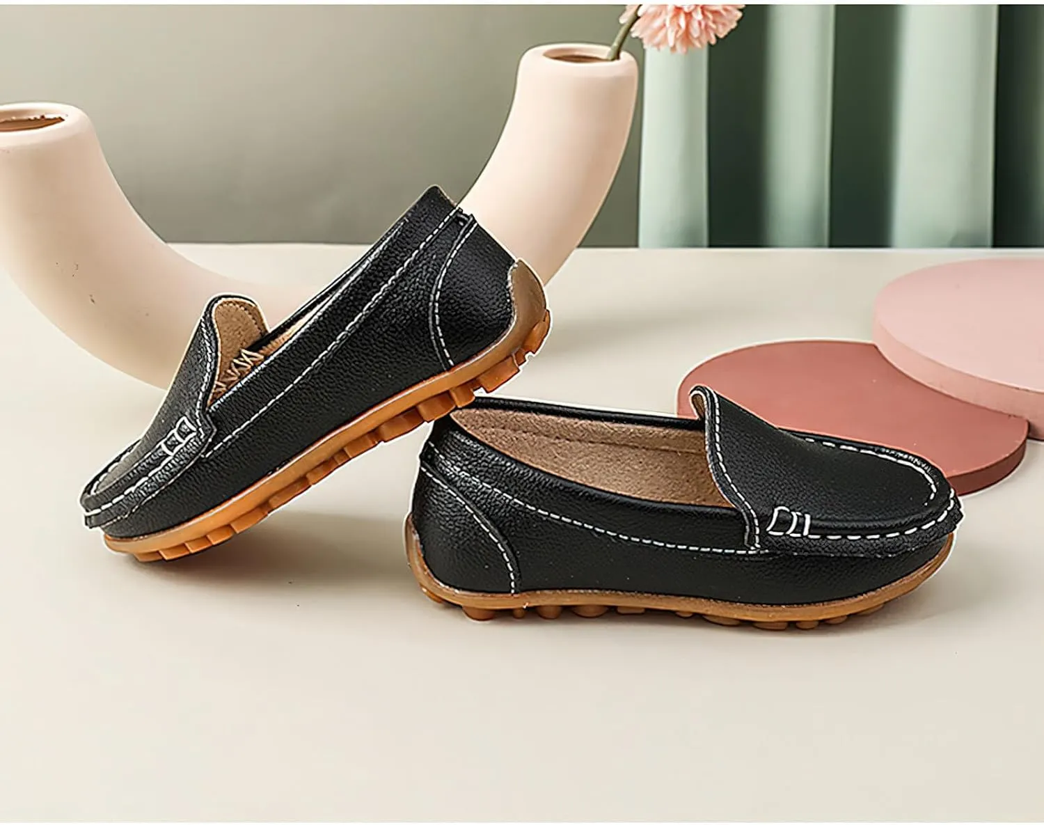 rismart Unisex Kids Slip on Loafers for Boys Girls School Casual Dress Flat Shoes