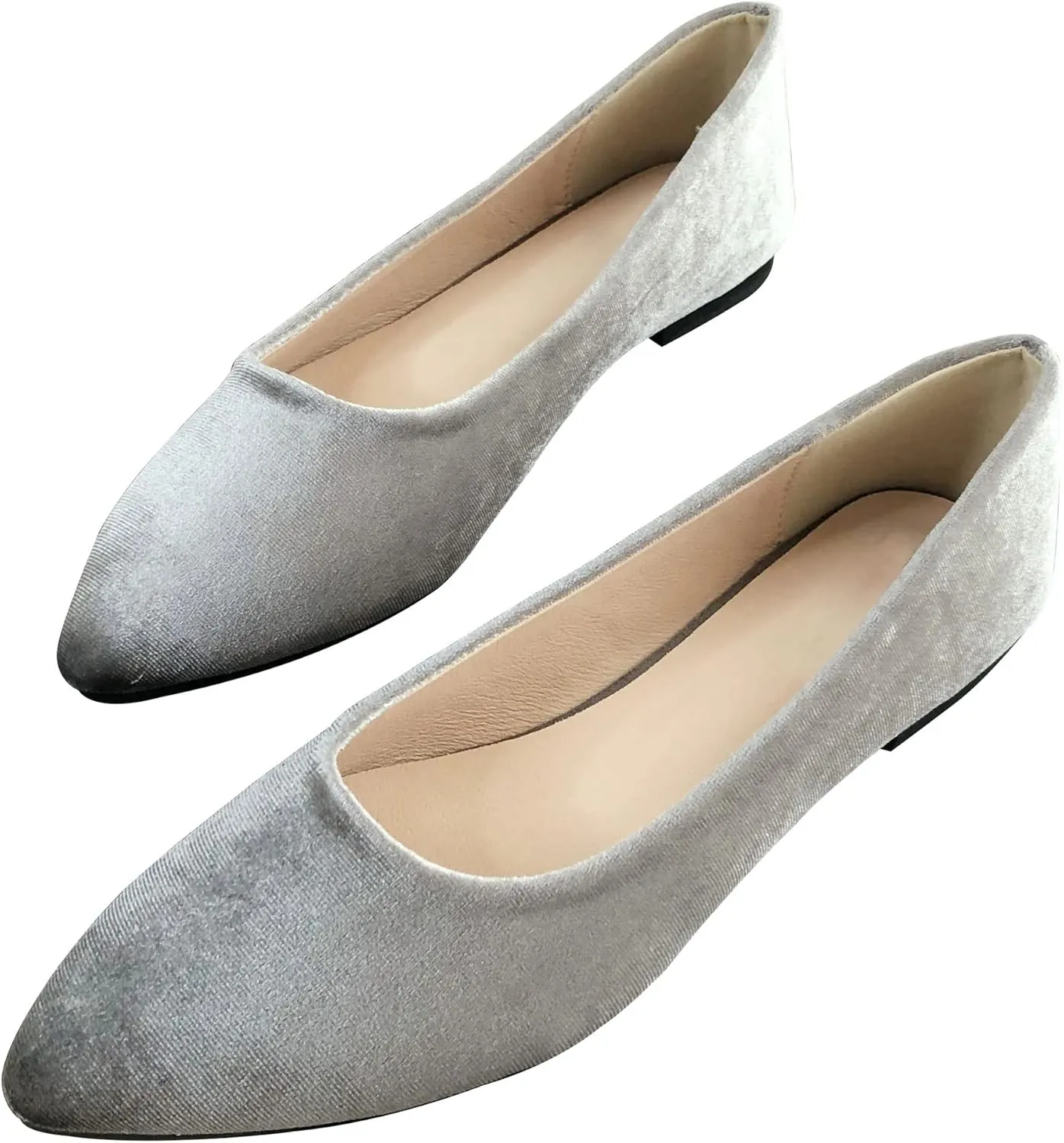 SAILING LU Flat Shoes for Women Casual Slip on Loafers Comfort Pointy Toe Ballet Flats Velvet Foldable Shoes