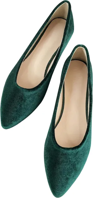 SAILING LU Flat Shoes for Women Casual Slip on Loafers Comfort Pointy Toe Ballet Flats Velvet Foldable Shoes