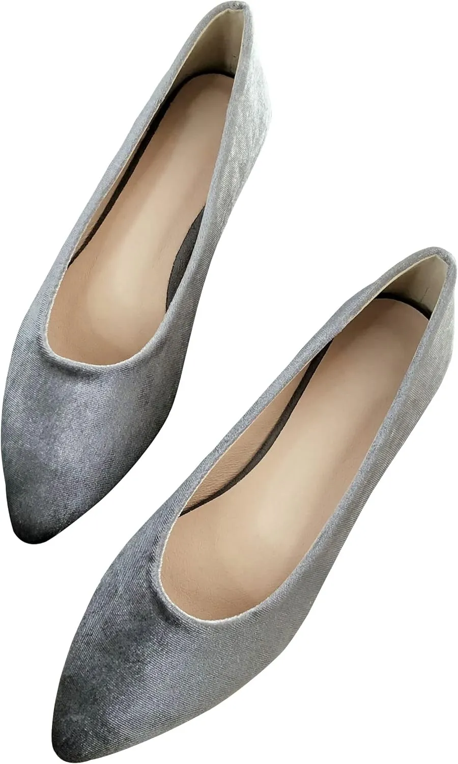 SAILING LU Flat Shoes for Women Casual Slip on Loafers Comfort Pointy Toe Ballet Flats Velvet Foldable Shoes