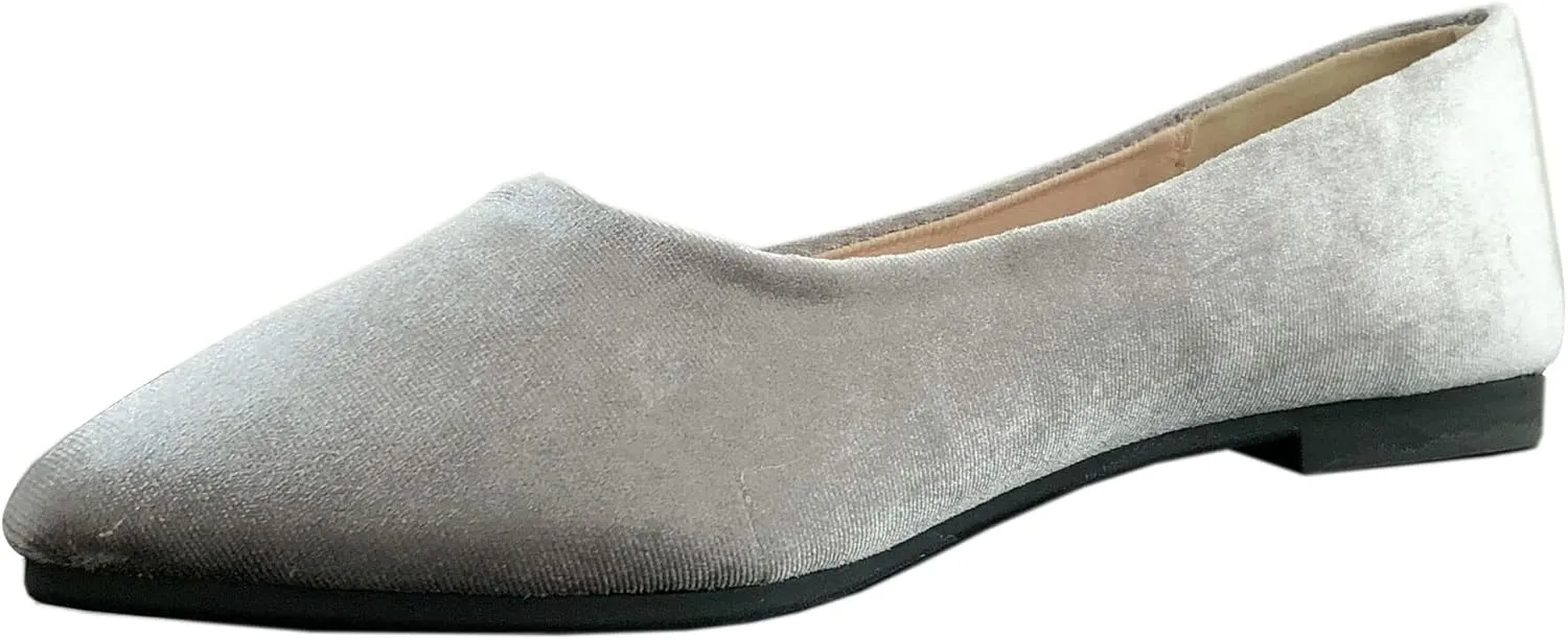 SAILING LU Flat Shoes for Women Casual Slip on Loafers Comfort Pointy Toe Ballet Flats Velvet Foldable Shoes