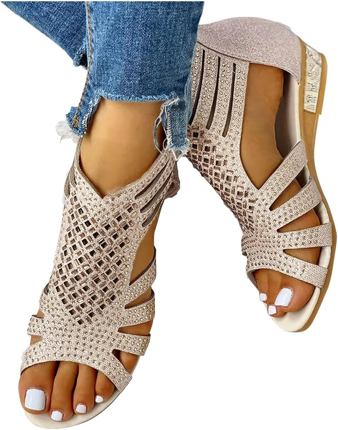 Sandals for Women Dressy,Womens Flat Sandals Open Toe Slippers Flip Flop Shoes Summer Casual Ankle Buckle Strap Sandal