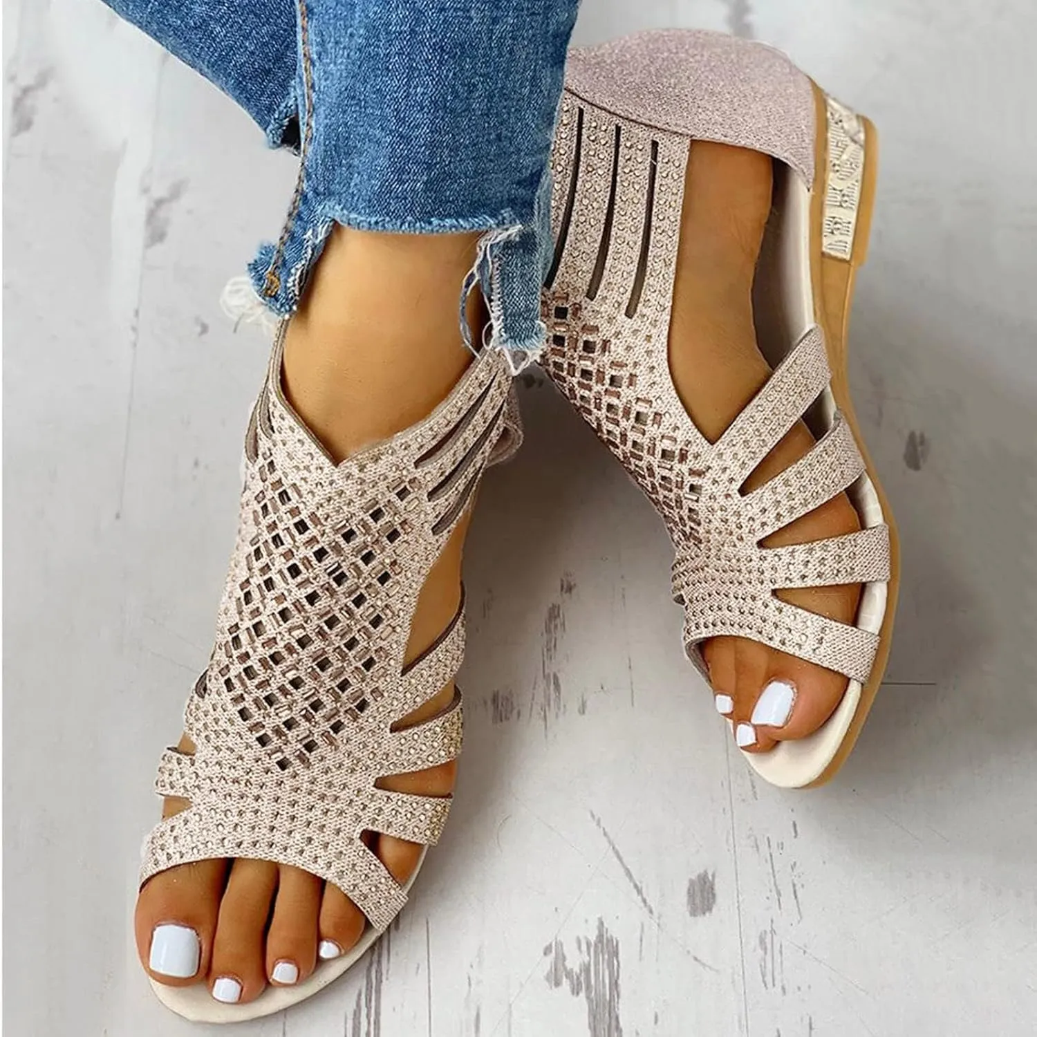 Sandals for Women Dressy,Womens Flat Sandals Open Toe Slippers Flip Flop Shoes Summer Casual Ankle Buckle Strap Sandal