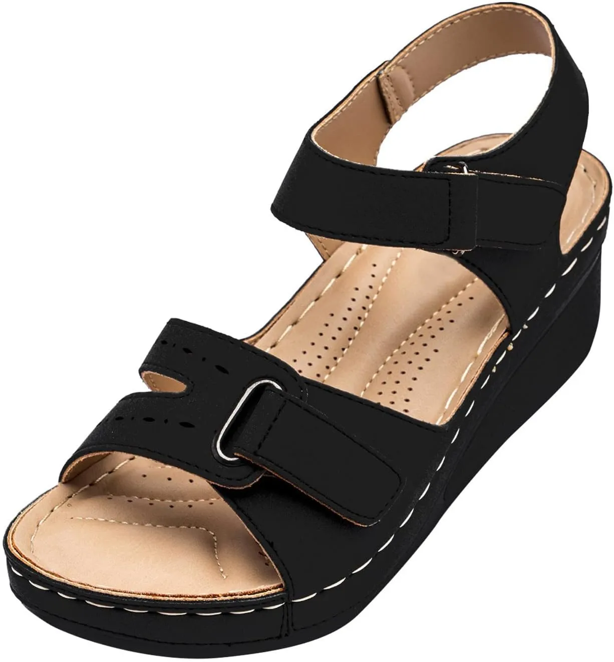 Sandals for Women Wide Width, 2024 Summer Comfortable Platforms Sandals Shoes Beach Travel Shoe Casual Flip Flops Slippers