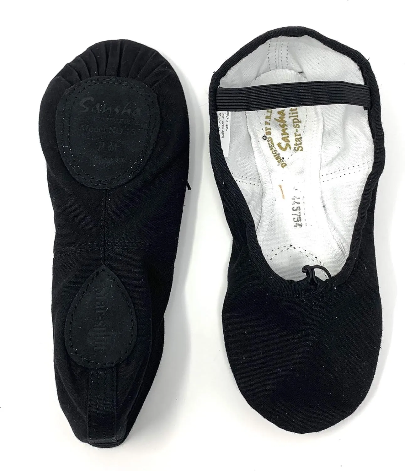 Sansha Unisex-Child 15C Star-Split Black Medium Sizes Children Ballet Flat, OOO M BR Toddler (4.5 US)