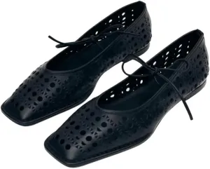 Seborluys Lace Up Square Toe Ballet Flats Shoes for Women Mary Jane Flat Shoe Breathable Leather Loafers Comfortable Slip-On Summer Ballerina Footwear for 2025