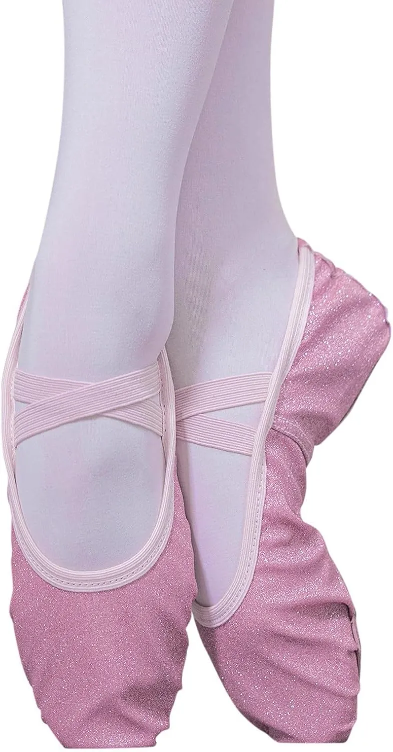 Sequin Ballet Slippers for Girls Ballet Shoes Glitter Split Sole Dance Shoes Kids Dance Flats Shoes Soft Lightweight