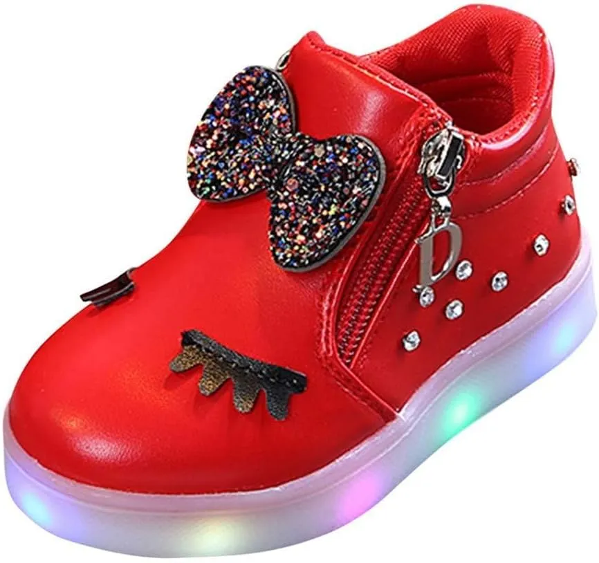 Shoes for New Walkers Boys Girls LED Sport Baby Infant Bowknot Boots Shoes Crystal Luminous Kids Baby Shoes Fancy Toddler Girl Shoes