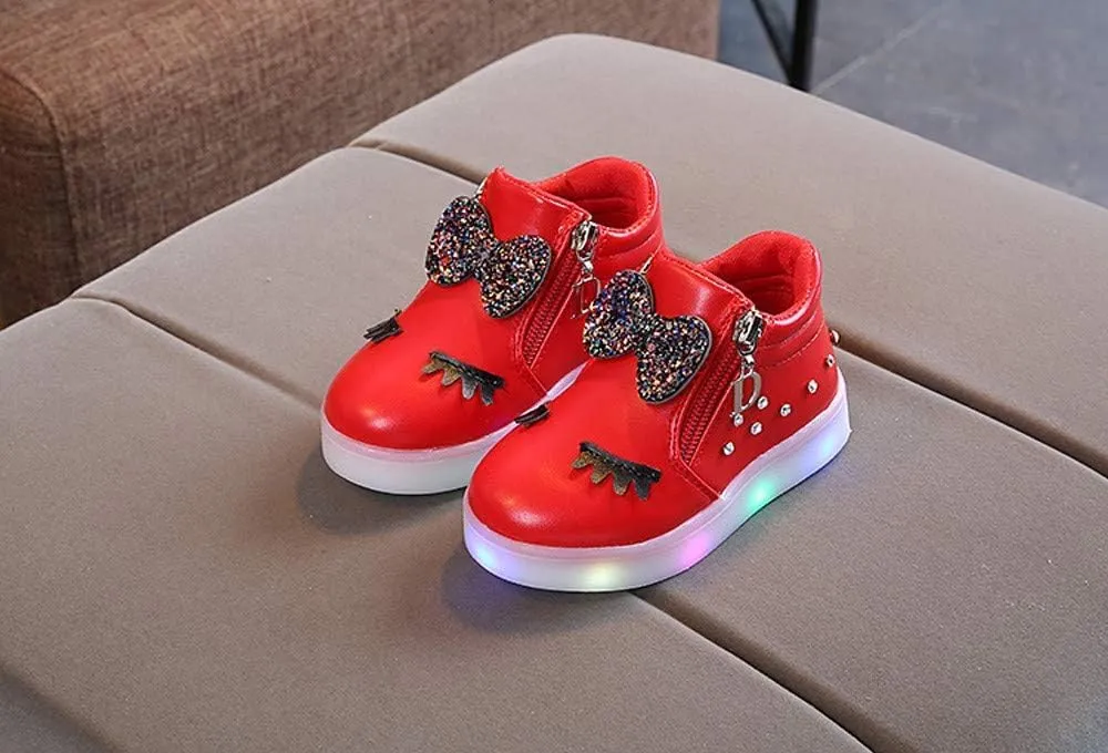 Shoes for New Walkers Boys Girls LED Sport Baby Infant Bowknot Boots Shoes Crystal Luminous Kids Baby Shoes Fancy Toddler Girl Shoes