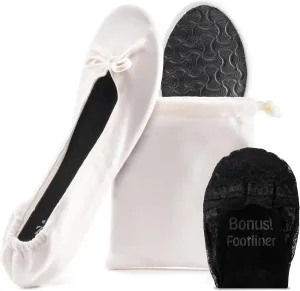 Silky Toes Womens Velvet Foldable Ballet Flats Slip On Travel Purse Shoes with Carrying Pouch