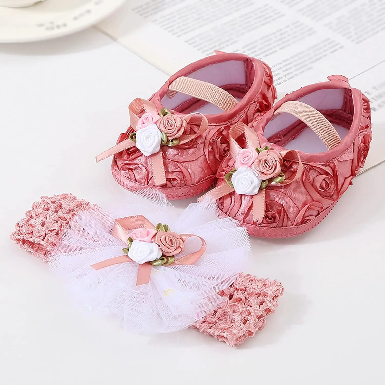 Slipper Booties Baby Shoes Plus Headband Set Cute Baby Princess Shoes With Dress Shoes Toddler Shoes