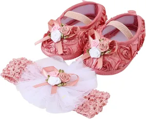 Slipper Booties Baby Shoes Plus Headband Set Cute Baby Princess Shoes With Dress Shoes Toddler Shoes