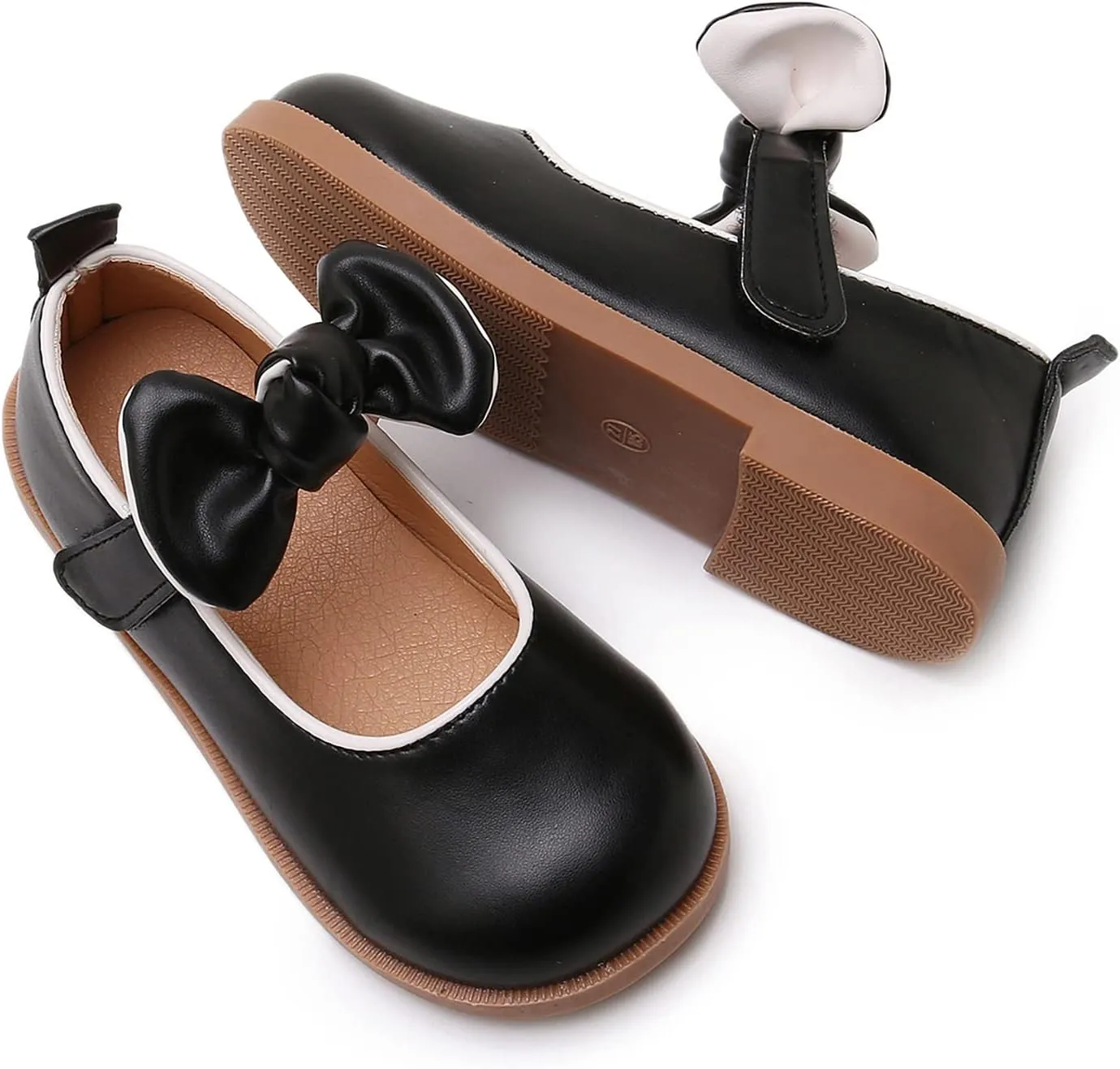 SOFMUO Toddler Girl Mary Jane Shoes Bowknot Ballet Flats for Little Girls Party School Wedding Uniform Princess Dress Shoes