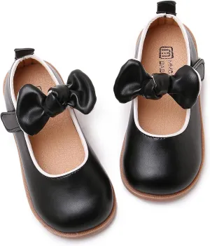 SOFMUO Toddler Girl Mary Jane Shoes Bowknot Ballet Flats for Little Girls Party School Wedding Uniform Princess Dress Shoes
