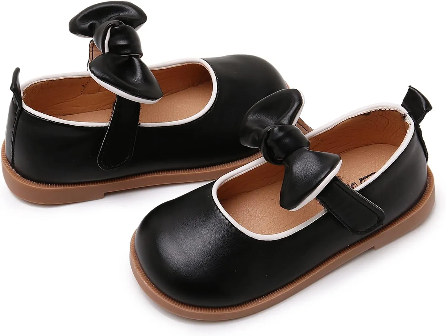 SOFMUO Toddler Girl Mary Jane Shoes Bowknot Ballet Flats for Little Girls Party School Wedding Uniform Princess Dress Shoes